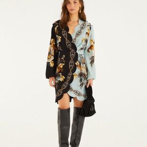 Farm Rio Mixed Snake Garden Wrap Wavy Mini Dress